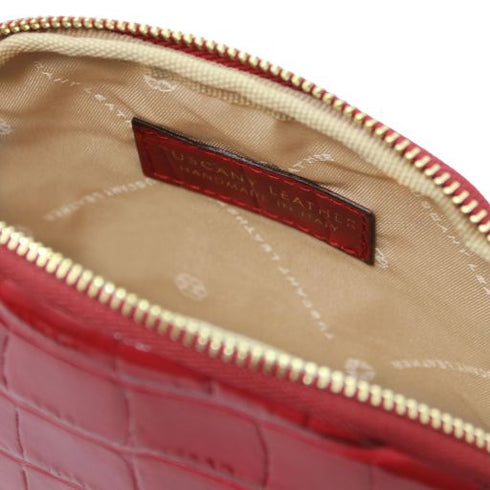 Vera - Croc print leather toiletry case